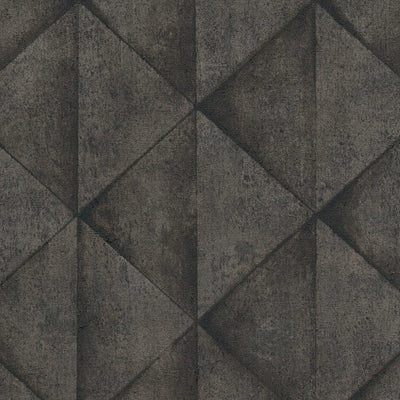 Wallpaper with concrete slabs and 3D effect in anthracite color, 377425 AS Creation