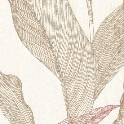 Tapetes botāniskā stilā ar lapām krēmkrāsā un rozā krāsa - 3711441 Erismann